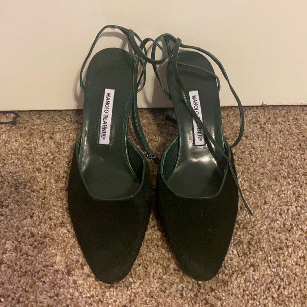 Manolo Blahnik deep green heels